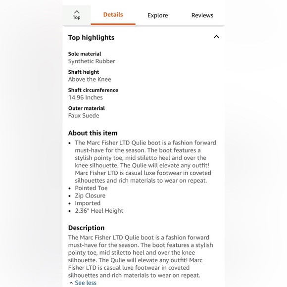 Marc Fisher LTD Black Over-the-Knee Boots Qulie, Size 6.5M - Picture 16 of 16